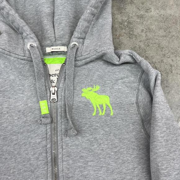 vintage abercrombie and fitch grey zip up heavyweight hoodie size medium - Picture 2 of 3